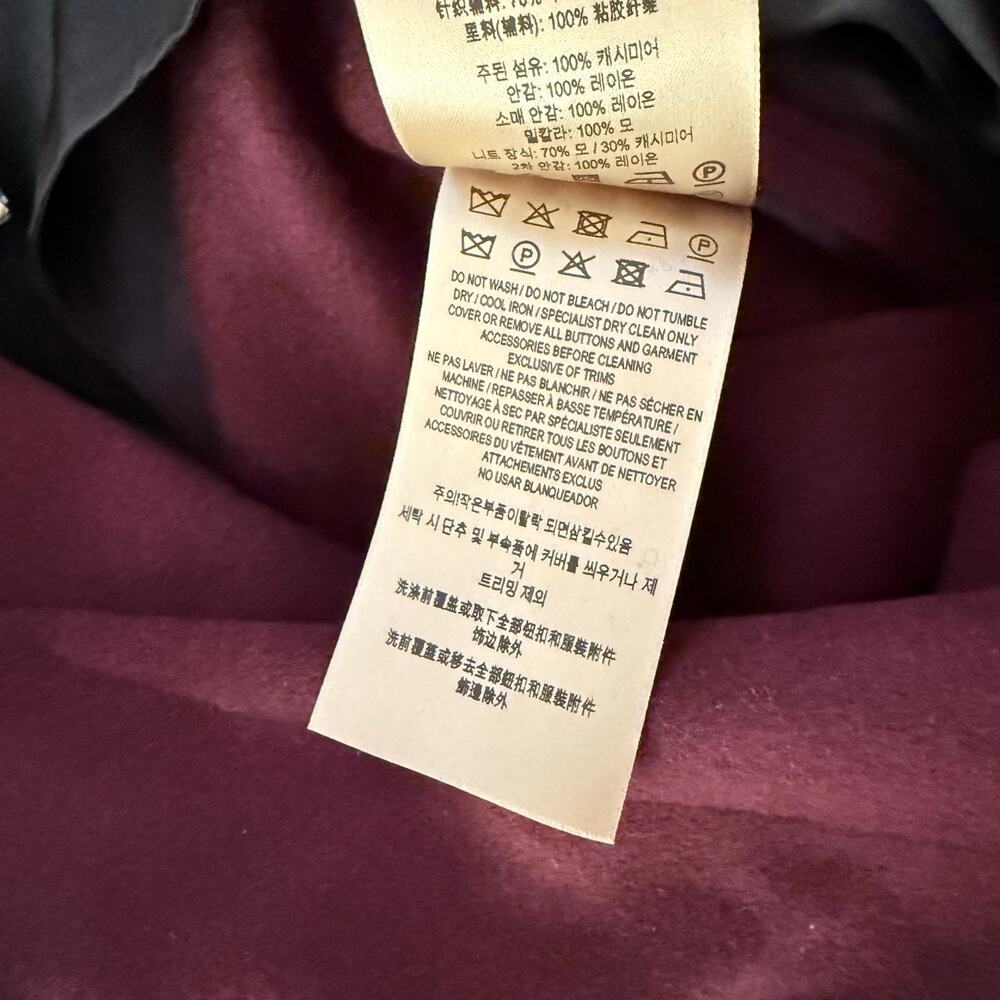 Burberry Cairndale Cashmere Coat US0 UK2 IT34 Currant Eggplant Wine Burgundy - Picture 8 of 11